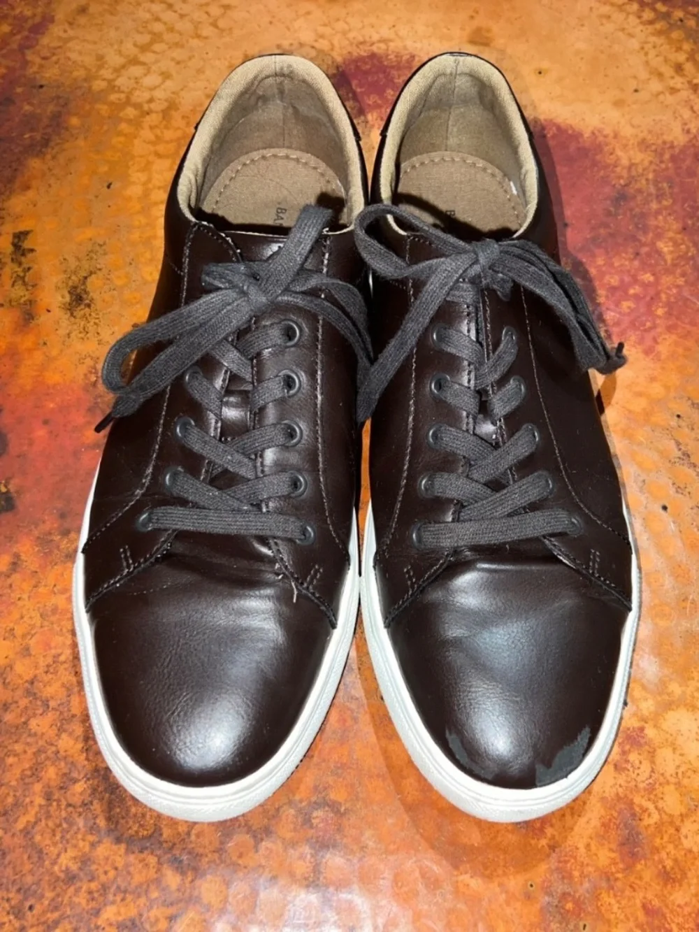 Men's Banana Republie Vegan Leather Sneakers Dark Brown Size 10